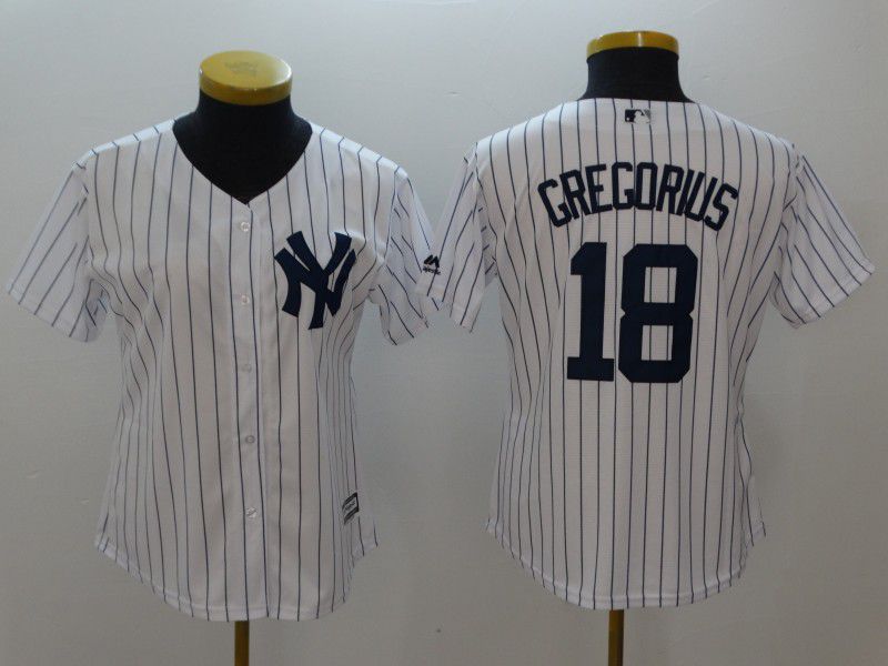 Women New York Yankees 18 Gregorius White stripes MLB Jerseys